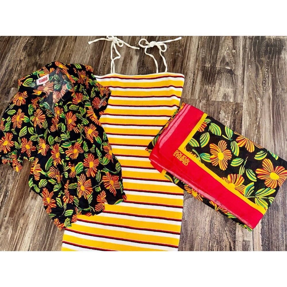 Solid & Striped Tropicana Lulu Ribbed Midi Dress & Floral Cabana Set size xs/s